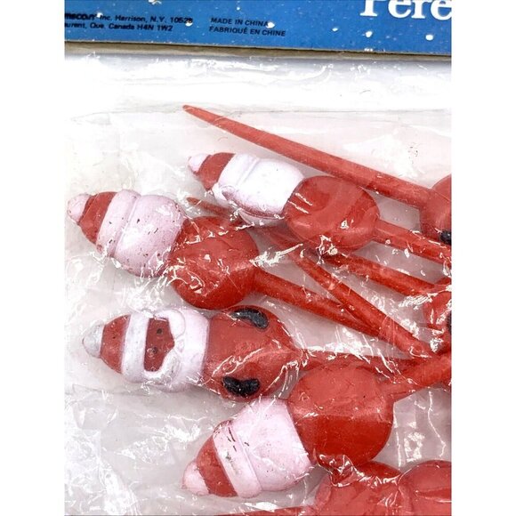 Christmas Santa Party Picks 10 NOS Floral Craft Plastic Vintage - Picture 2 of 5